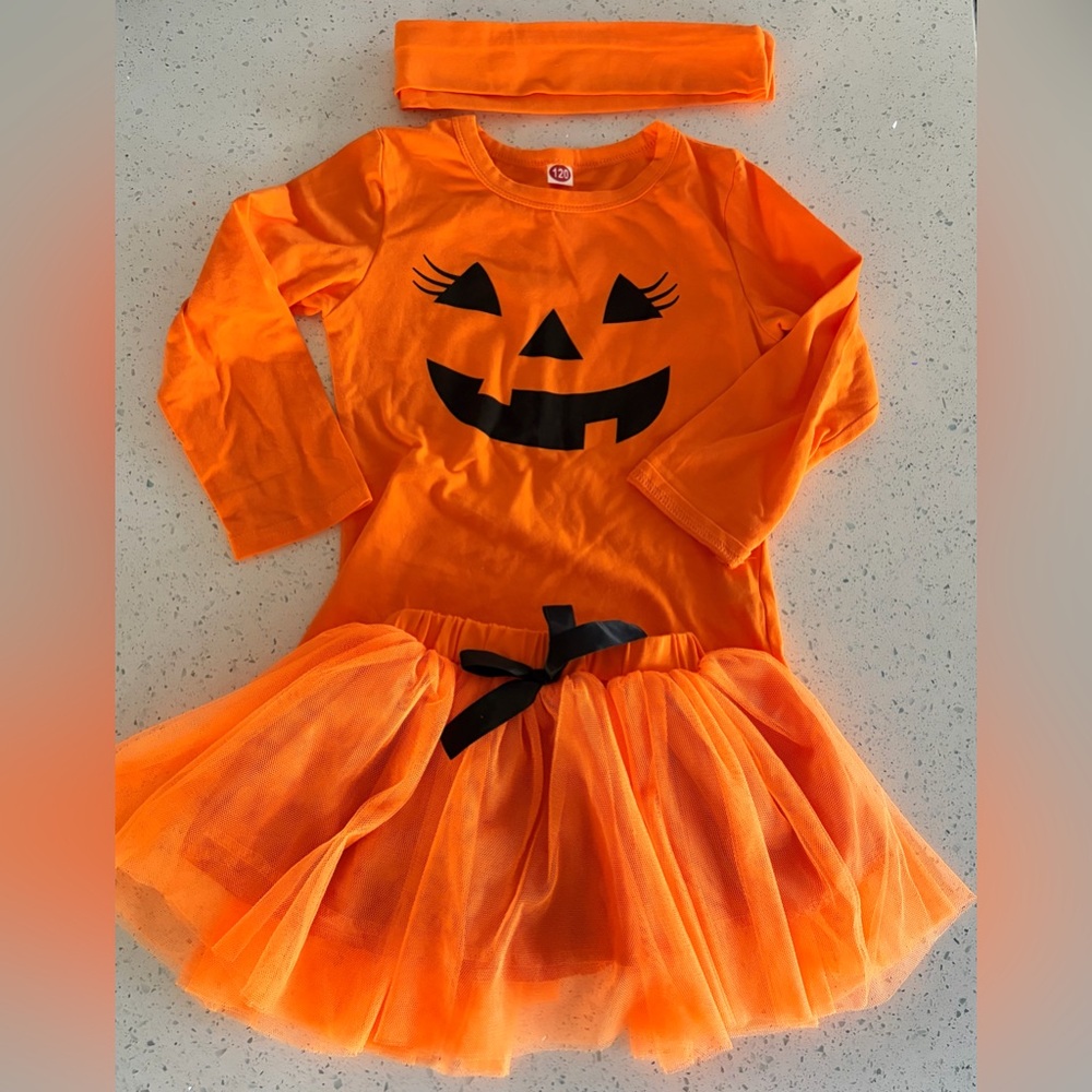 NWT 3 Piece Girls Pumpkin Tutu Costume